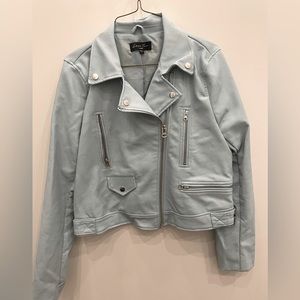 Baby blue faux leather jacket